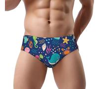 NDDCEDEW Cartoon Sea Fish Print Men'S Triangle Briefs Low Rise Soft Breathable Sweat Absorbent Underwear (S-3xl) Black