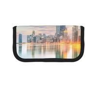 NDDCEDEW Chicago Downtown Sunset Pencil Case Large Capacity Student Pencil Pouch Cute Pencil Case for Girls and Boys Teenagers School Pencil Pouch Fun Pen Cases Organizer Pouch