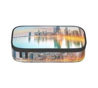 NDDCEDEW Chicago Downtown Sunset Print Large Capacity Pencil Case with Zipper Pencil Case Student Pencil Pouch Cute Pencil Case for Girls and Boys Teenagers School Pencil Pouch
