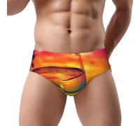 NDDCEDEW Colorful Glass Drink Sunset Print Men'S Triangle Briefs Low Rise Soft Breathable Sweat Absorbent Underwear (S-3xl) Black