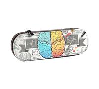 Nddcedew Cute Kid's Pencil Case Teenagers Leather Zippered Pouch Human Brain Printing Student Stationery Bag Pen Holder Case Portable Storage Organizer