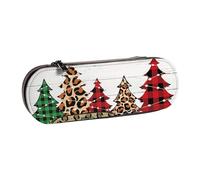Nddcedew Cute Kid's Pencil Case Teenagers Leather Zippered Pouch Merry Christmas Printing Student Stationery Bag Pen Holder Case Portable Storage Organizer