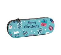 Nddcedew Cute Kid's Pencil Case Teenagers Leather Zippered Pouch Merry Christmas Printing Student Stationery Bag Pen Holder Case Portable Storage Organizer