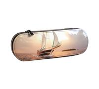 Nddcedew Cute Kid's Pencil Case Teenagers Leather Zippered Pouch White Sailing Ship at Sunset Printing Student Stationery Bag Pen Holder Case Portable Storage Organizer