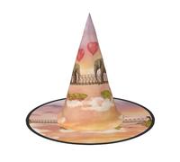 NDDCEDEW Elephant On A Bridge Print Halloween Hats Witch Wizard Hats For Festivities Cosplay