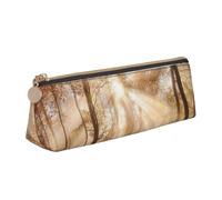 NDDCEDEW Fall Scene Print Small Pencil Case Leather Zippered Pouch Stationery Bag Pen Holder Case Portable Storage Organizer