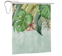 NDDCEDEW Fun Green Leaves Shower Curtain, 152 X 183 Cm, Quick-Dry Polyester With Hooks, Bathroom Decor