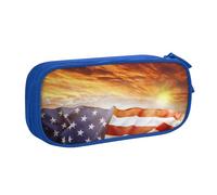 NDDCEDEW Funny Pencil Case American Flag Printed Large Capacity Pencil Cases Student Pencil Pouch Cute Pencil Case for Girls and Boys Teenagers School Pencil Pouch Black, Blue, Pink