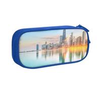 NDDCEDEW Funny Pencil Case Chicago Downtown Sunset Printed Large Capacity Pencil Cases Student Pencil Pouch Cute Pencil Case for Girls and Boys Teenagers School Pencil Pouch Black, Blue, Pink