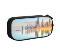 NDDCEDEW Funny Pencil Case Chicago Downtown Sunset Printed Large Capacity Pencil Cases Student Pencil Pouch Cute Pencil Case for Girls and Boys Teenagers School Pencil Pouch Black, Blue, Pink