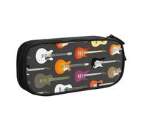 NDDCEDEW Funny Pencil Case Colorful Guitars Printed Large Capacity Pencil Cases Student Pencil Pouch Cute Pencil Case for Girls and Boys Teenagers School Pencil Pouch Black, Blue, Pink