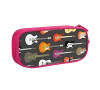NDDCEDEW Funny Pencil Case Colorful Guitars Printed Large Capacity Pencil Cases Student Pencil Pouch Cute Pencil Case for Girls and Boys Teenagers School Pencil Pouch Black, Blue, Pink
