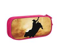 NDDCEDEW Funny Pencil Case Cool Bull Riding Printed Large Capacity Pencil Cases Student Pencil Pouch Cute Pencil Case for Girls and Boys Teenagers School Pencil Pouch Black, Blue, Pink
