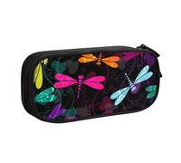 NDDCEDEW Funny Pencil Case Cute Dragonfly Printed Large Capacity Pencil Cases Student Pencil Pouch Cute Pencil Case for Girls and Boys Teenagers School Pencil Pouch Black, Blue, Pink