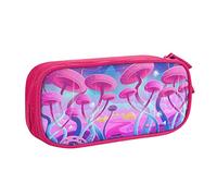 NDDCEDEW Funny Pencil Case Magic Mushroom Printed Large Capacity Pencil Cases Student Pencil Pouch Cute Pencil Case for Girls and Boys Teenagers School Pencil Pouch Black, Blue, Pink