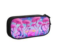 NDDCEDEW Funny Pencil Case Magic Mushroom Printed Large Capacity Pencil Cases Student Pencil Pouch Cute Pencil Case for Girls and Boys Teenagers School Pencil Pouch Black, Blue, Pink
