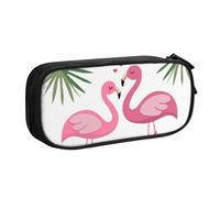 NDDCEDEW Funny Pencil Case Palm Leaf and Flamingos Couple Printed Large Capacity Pencil Cases Student Pencil Pouch Cute Pencil Case for Girls and Boys Teenagers School Pencil Pouch Black, Blue, Pink