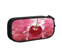 NDDCEDEW Funny Pencil Case Red Cherries Printed Large Capacity Pencil Cases Student Pencil Pouch Cute Pencil Case for Girls and Boys Teenagers School Pencil Pouch Black, Blue, Pink