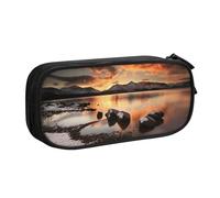 NDDCEDEW Funny Pencil Case Rock and Lake Under Sunset Printed Large Capacity Pencil Cases Student Pencil Pouch Cute Pencil Case for Girls and Boys Teenagers School Pencil Pouch Black, Blue, Pink