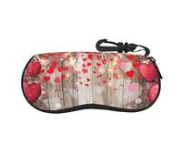 NDDCEDEW Men And Women Sunglasses Soft Case Ultra Light Portable Neoprene Zipper Glasses Case Teenagers Red Love Heart Print Glasses Case
