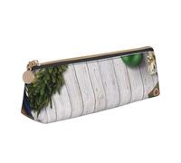 NDDCEDEW Merry Christmas Print Small Pencil Case Leather Zippered Pouch Stationery Bag Pen Holder Case Portable Storage Organizer