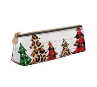 NDDCEDEW Merry Christmas Print Small Pencil Case Leather Zippered Pouch Stationery Bag Pen Holder Case Portable Storage Organizer