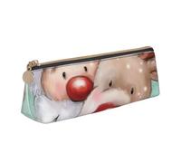 NDDCEDEW Merry Christmas Print Small Pencil Case Leather Zippered Pouch Stationery Bag Pen Holder Case Portable Storage Organizer