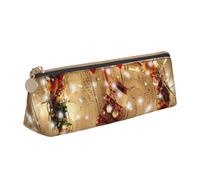 NDDCEDEW Merry Christmas Print Small Pencil Case Leather Zippered Pouch Stationery Bag Pen Holder Case Portable Storage Organizer