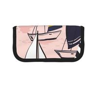 NDDCEDEW Pink Sketch Sailing Pencil Case Large Capacity Student Pencil Pouch Cute Pencil Case for Girls and Boys Teenagers School Pencil Pouch Fun Pen Cases Organizer Pouch
