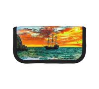 NDDCEDEW Pirate Ship in The Sunset Pencil Case Large Capacity Student Pencil Pouch Cute Pencil Case for Girls and Boys Teenagers School Pencil Pouch Fun Pen Cases Organizer Pouch