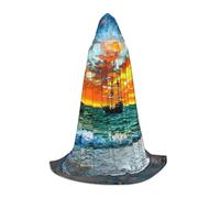 NDDCEDEW Pirate Ship In The Sunset Print Hooded Cape For Teenagers Floor Length Hooded Cape