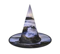 NDDCEDEW Puerto Rico Beach Print Halloween Hats Witch Wizard Hats For Festivities Cosplay