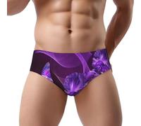 NDDCEDEW Purple Butterfly Print Men'S Triangle Briefs Low Rise Soft Breathable Sweat Absorbent Underwear (S-3xl)