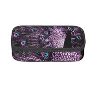 NDDCEDEW Purple Peacock Print Large Capacity Pencil Case with Zipper Pencil Case Student Pencil Pouch Cute Pencil Case for Girls and Boys Teenagers School Pencil Pouch