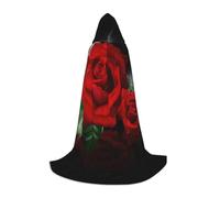 NDDCEDEW Red Roses Print Hooded Cape For Teenagers Floor Length Hooded Cape