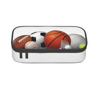 NDDCEDEW Sports Balls On The Grass Print Large Capacity Pencil Case with Zipper Pencil Case Student Pencil Pouch Cute Pencil Case for Girls and Boys Teenagers School Pencil Pouch