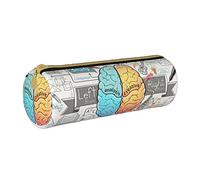 NDDCEDEW Student Pencil Pouch Human Brain Print Leather Zippered Pencil Pouch Kids Stationery Bag for School Pen Holder Case Portable Storage Organizer Makeup Bag