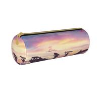 NDDCEDEW Student Pencil Pouch Surfer People Print Leather Zippered Pencil Pouch Kids Stationery Bag for School Pen Holder Case Portable Storage Organizer Makeup Bag