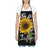 NDDCEDEW Sunflower Printed Women'S Apron With Pockets Waterproof Cute Kitchen Aprons Adjustable For Cooking Baking Gardening Pinafore