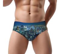 NDDCEDEW Tokyo City Print Men'S Triangle Briefs Low Rise Soft Breathable Sweat Absorbent Underwear (S-3xl) Black