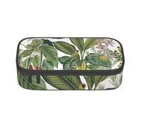 NDDCEDEW Tropical Flower Leaf Parrot Print Large Capacity Pencil Case with Zipper Pencil Case Student Pencil Pouch Cute Pencil Case for Girls and Boys Teenagers School Pencil Pouch
