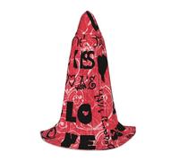 NDDCEDEW Valentine'S Day Print Hooded Cape For Teenagers Floor Length Hooded Cape