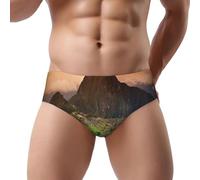 NDDCEDEW Village On The Top Of The Hill Print Men'S Triangle Briefs Low Rise Soft Breathable Sweat Absorbent Underwear (S-3xl) Black