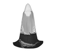 NDDCEDEW Whale Full Moon Print Hooded Cape For Teenagers Floor Length Hooded Cape