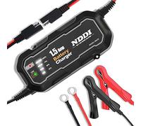 NDDI Car Battery Charger, Portable 12V 1.5Amp Smart Battery Charger with LED Charging State Lights, Battery Maintainer, Fully Automatic for Car Truck Motorcycle SUV Boat