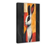 NDGSA Bohemian Geometric Background Rabbit Canvas Poster Wall Art Decor Print Picture Paintings for Living Room Bedroom Decoration 12x18inch(30x45cm)