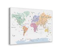 NDGSA Education World Map Canvas Poster Wall Art Decor Print Picture Paintings for Living Room Bedroom Decoration 20x30inch(50x75cm)