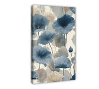 NDGSA Pale Blue Lotus Plant Floral Print Canvas Poster Wall Art Decor Print Picture Paintings for Living Room Bedroom Decoration 16x24inch(40x60cm)