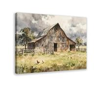 NDGSA Retro Rural Field Farmhouse Landscape Painting Canvas Poster Bedroom Decor Landscape Office Room Decor Gift 20x30inch(50x75cm)