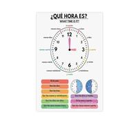 NDGSA Spanish Time Telling Educational Poster Canvas Poster Bedroom Decor Landscape Office Room Decor Gift 12x18inch(30x45cm)